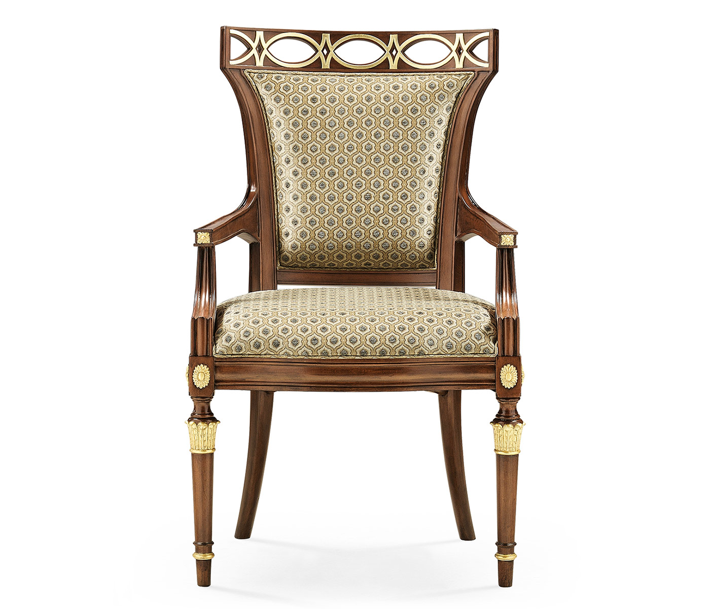 Medium Walnut Armchair upholstered in COM None distressing