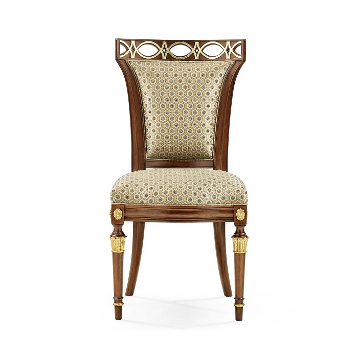 Sokol Medium Walnut Side Chair Upholstered in COM None distressing