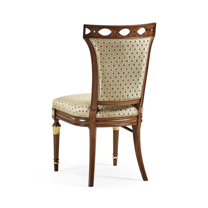 Sokol Medium Walnut Side Chair Upholstered in COM None distressing