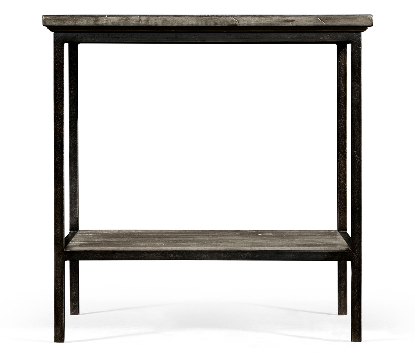 Antique Dark Grey Square End Table with Iron Base