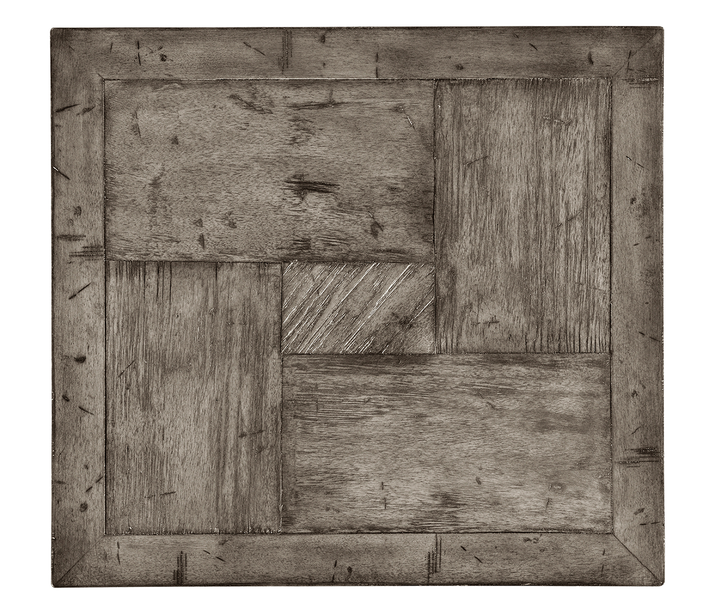 Antique Dark Grey Square End Table with Iron Base