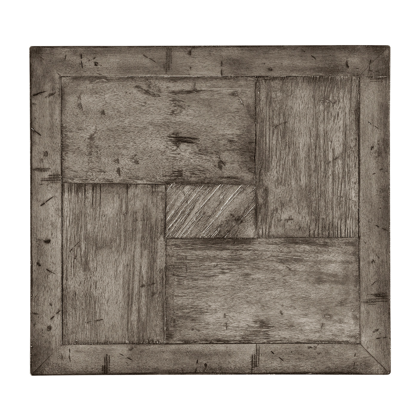 Antique Dark Grey Square End Table with Iron Base