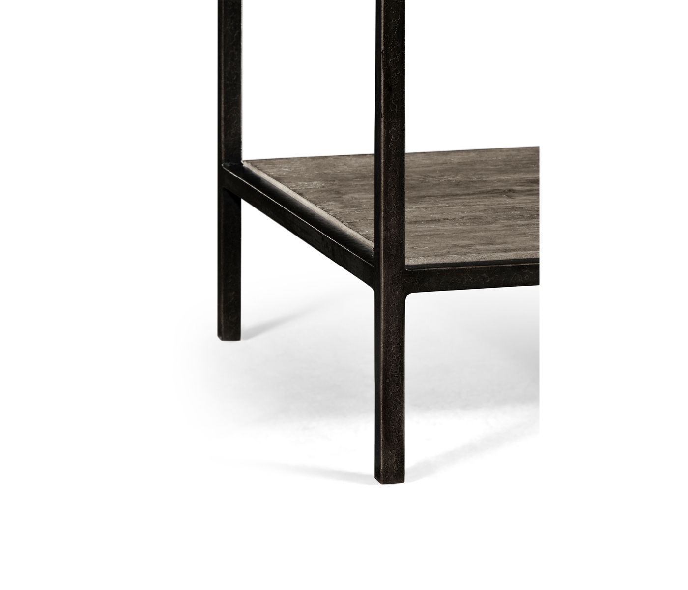 Antique Dark Grey Square End Table with Iron Base