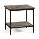 Antique Dark Grey Square End Table with Iron Base