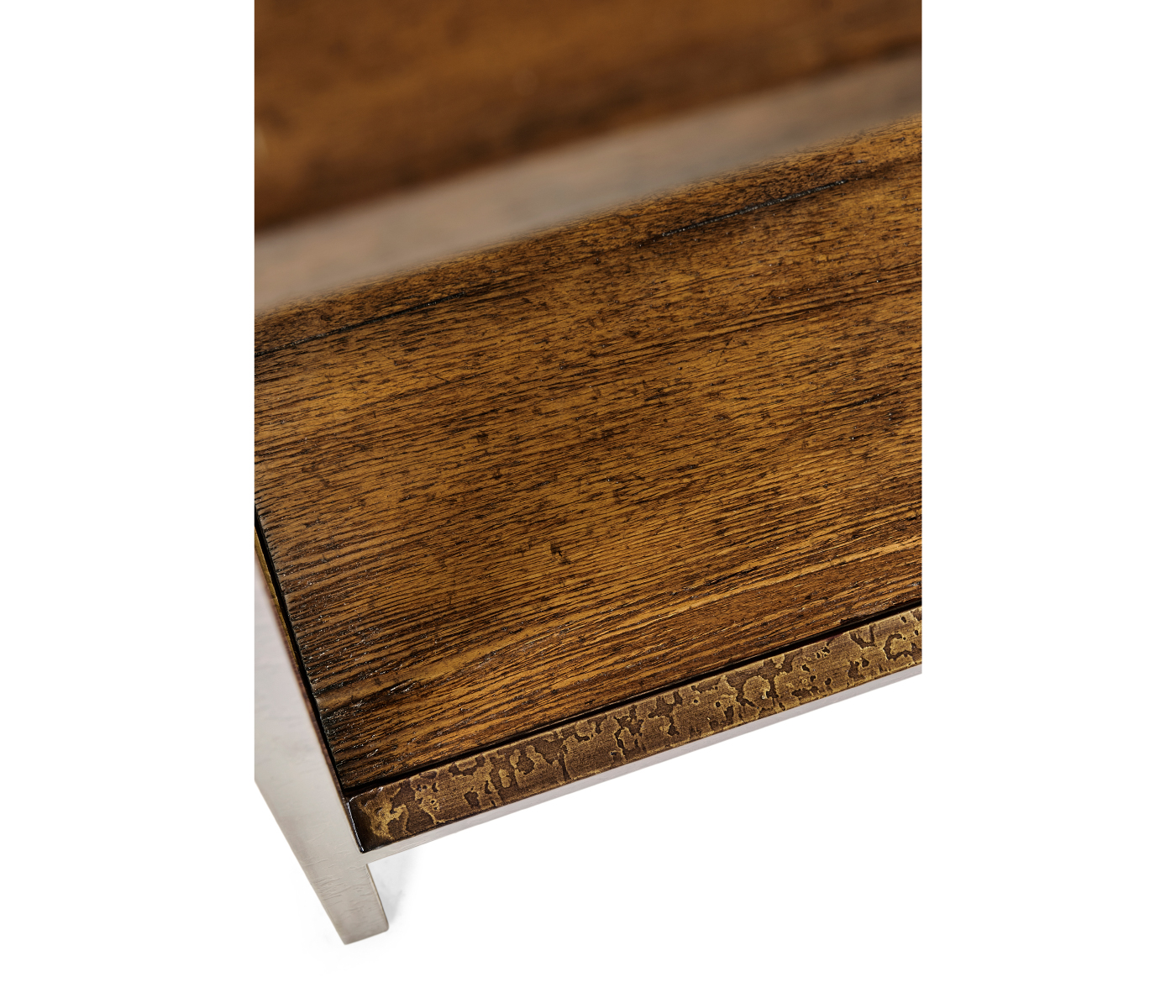 Country Walnut Square End Table with Iron Base