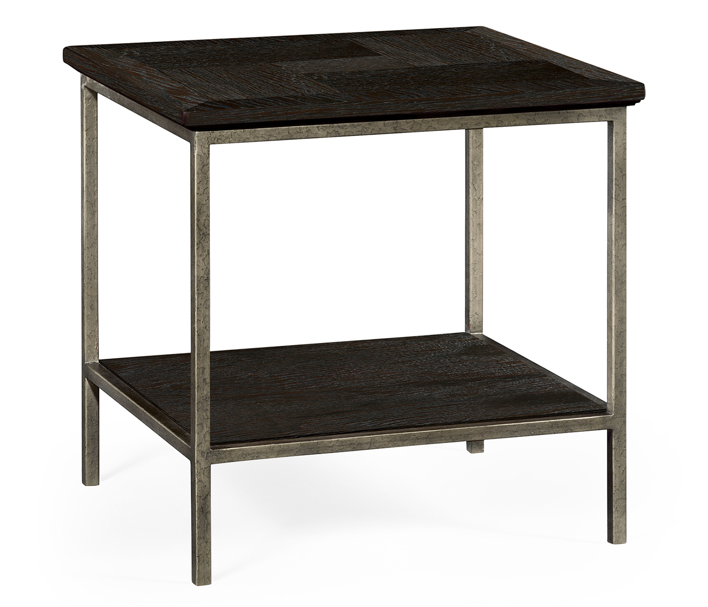 Dark Ale Square End Table with Iron Base