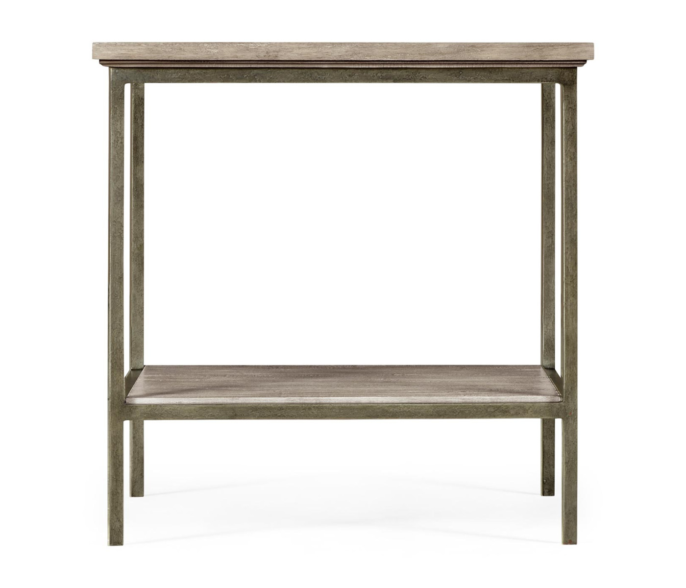 Rustic Grey Square End Table with Iron Base