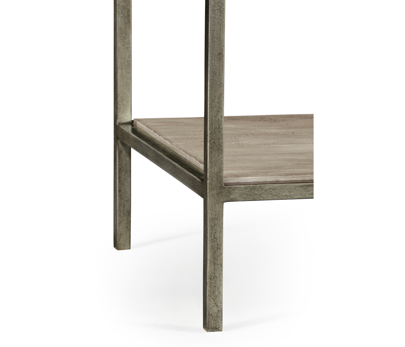 Rustic Grey Square End Table with Iron Base