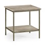 Rustic Grey Square End Table with Iron Base