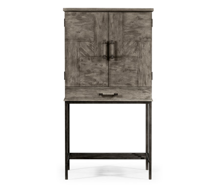 Antique Dark Grey Drinks Cabinet with Iron Base