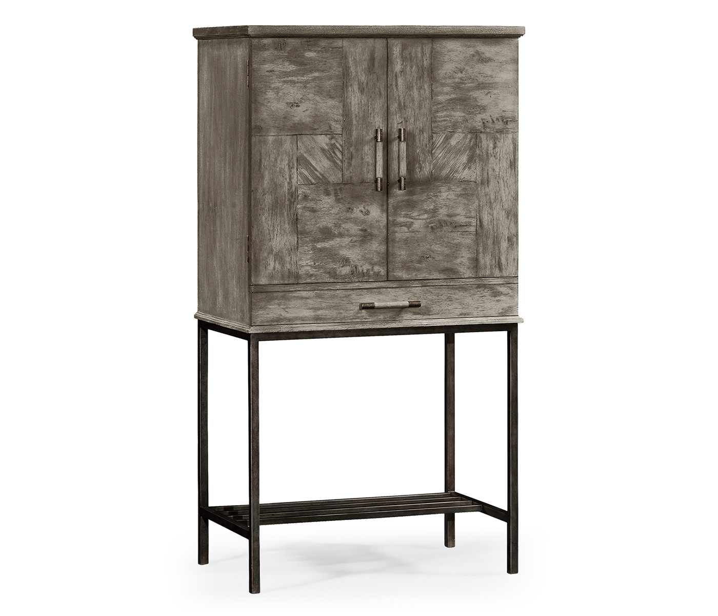 Antique Dark Grey Drinks Cabinet with Iron Base