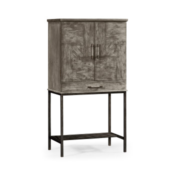 Antique Dark Grey Drinks Cabinet with Iron Base