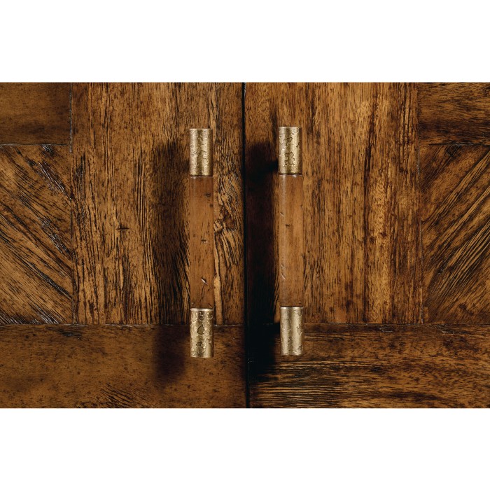 Country Walnut Drinks Cabinet with Iron Base