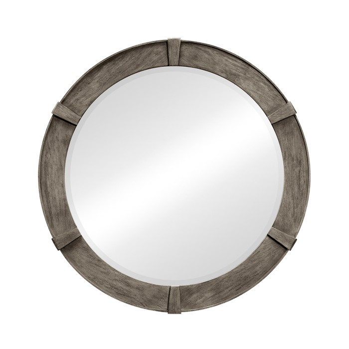 Antique Dark Grey Round Mirror