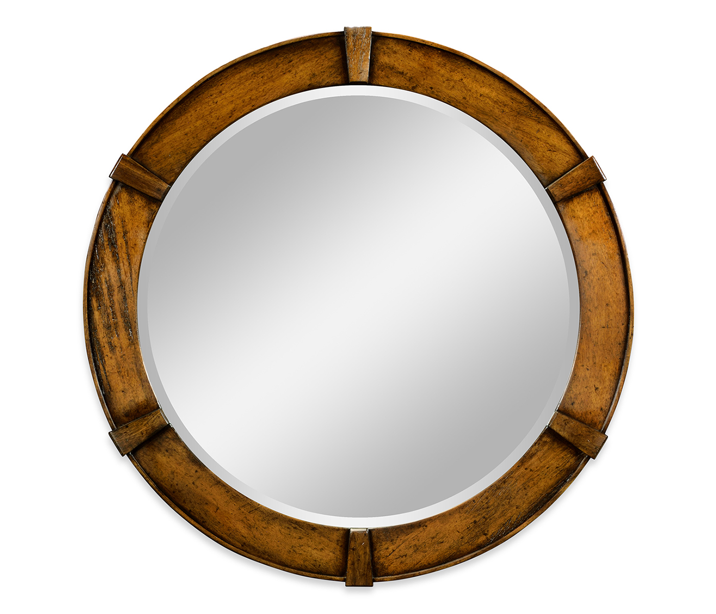 Country Walnut Round Mirror