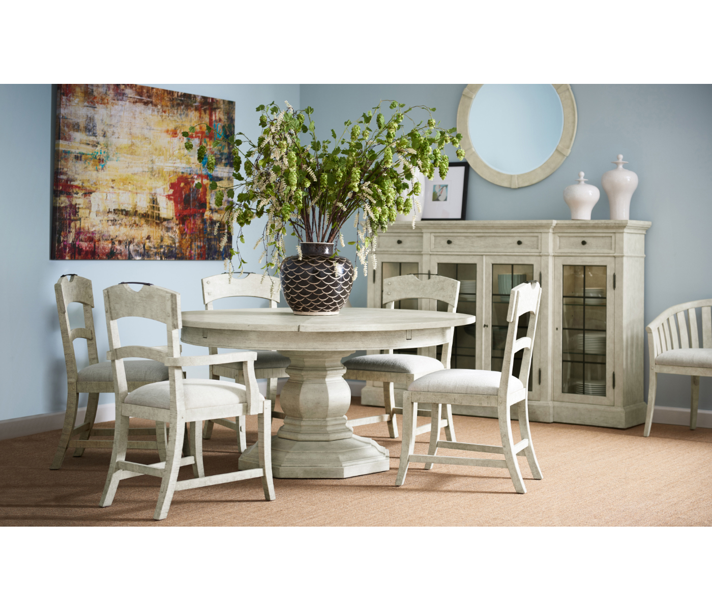 Country Walnut Round Mirror