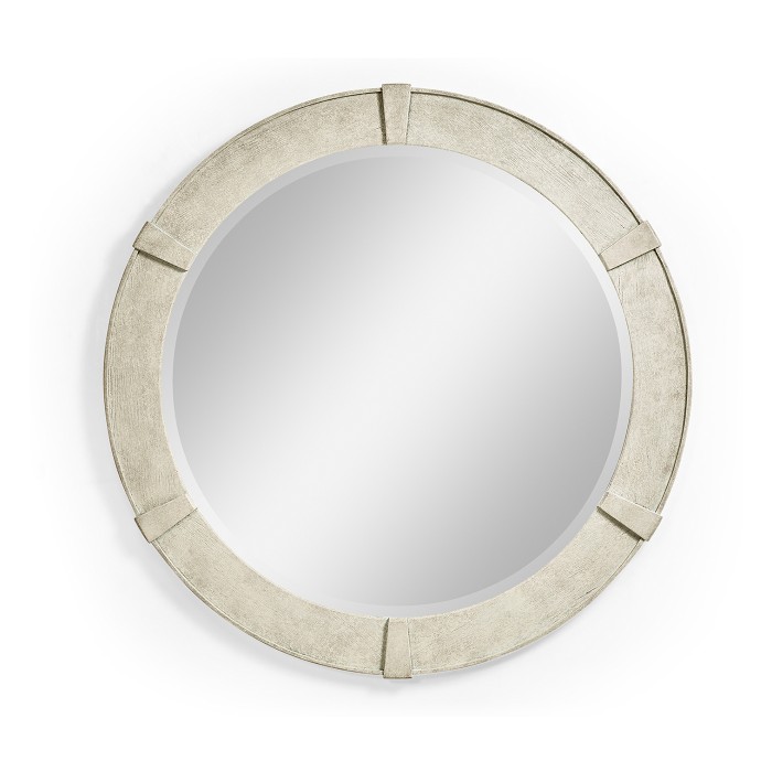 Whitewash Driftwood Round Mirror