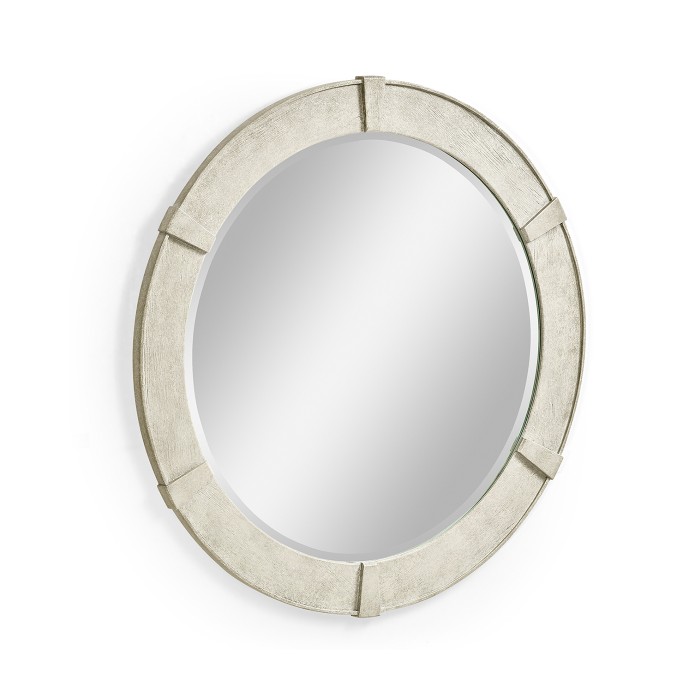 Whitewash Driftwood Round Mirror