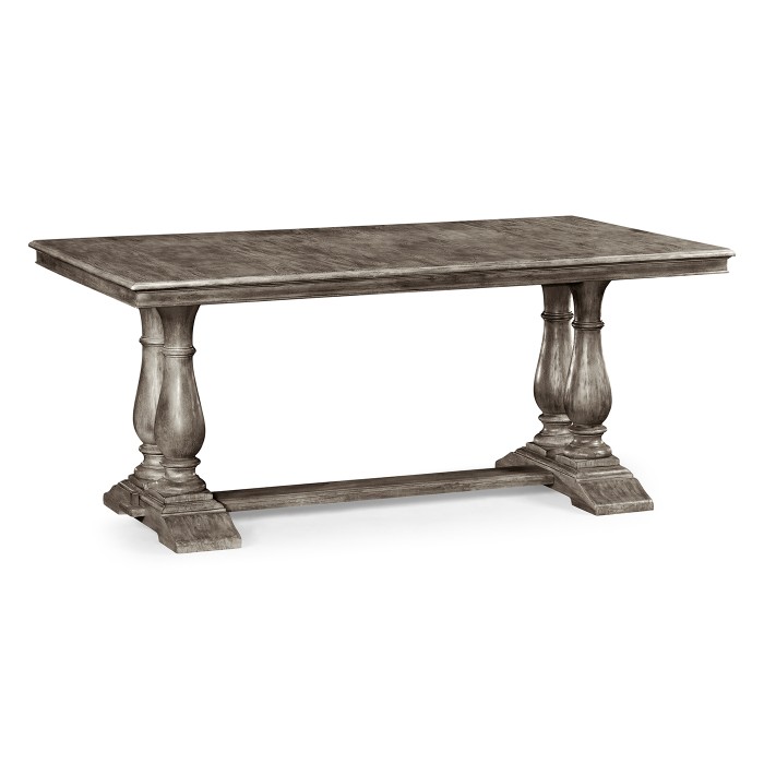 Antique Dark Grey Rectangular Fixed Top Dining Table 71