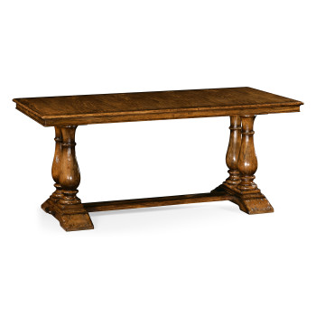 Country Walnut Rectangular Fixed Top Dining Table 71