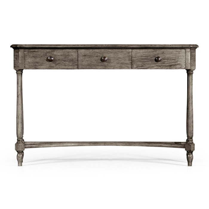 Antique Dark Grey Three Drawer Large Console Table