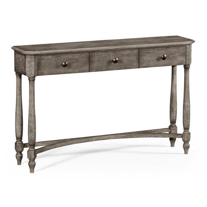 Antique Dark Grey Three Drawer Large Console Table