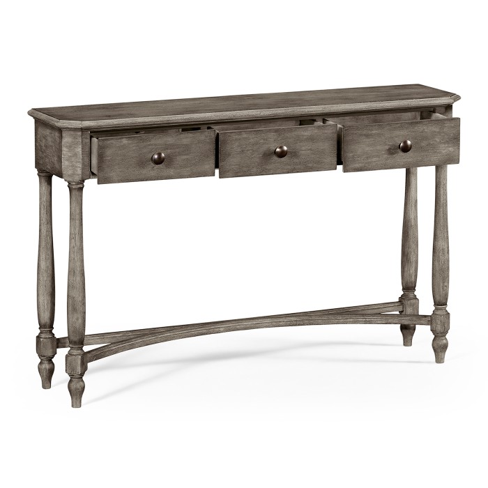Antique Dark Grey Three Drawer Large Console Table