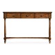 Country Walnut Three Drawer Large Console Table