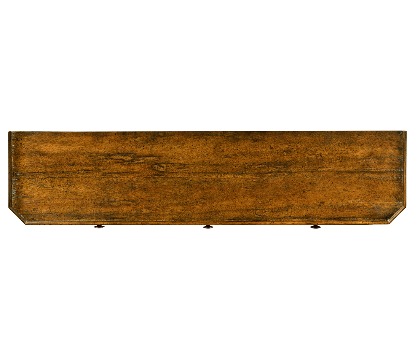 Country Walnut Three Drawer Large Console Table