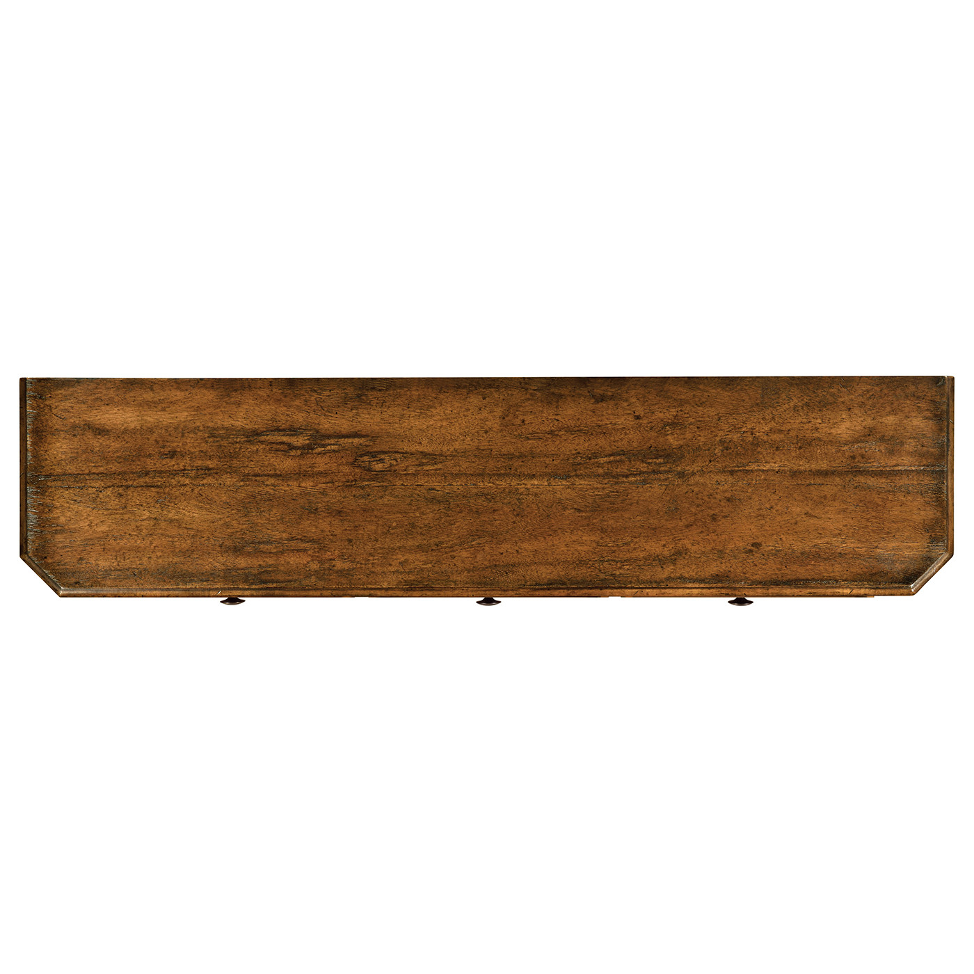 Country Walnut Three Drawer Large Console Table