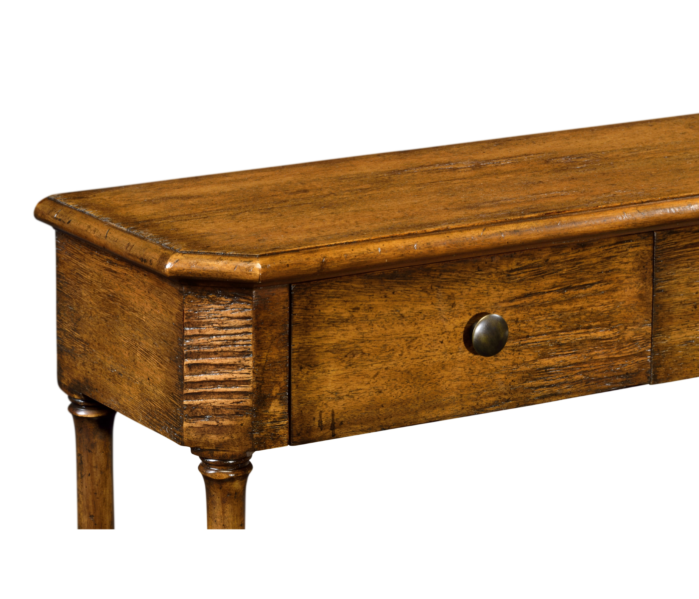 Country Walnut Three Drawer Large Console Table