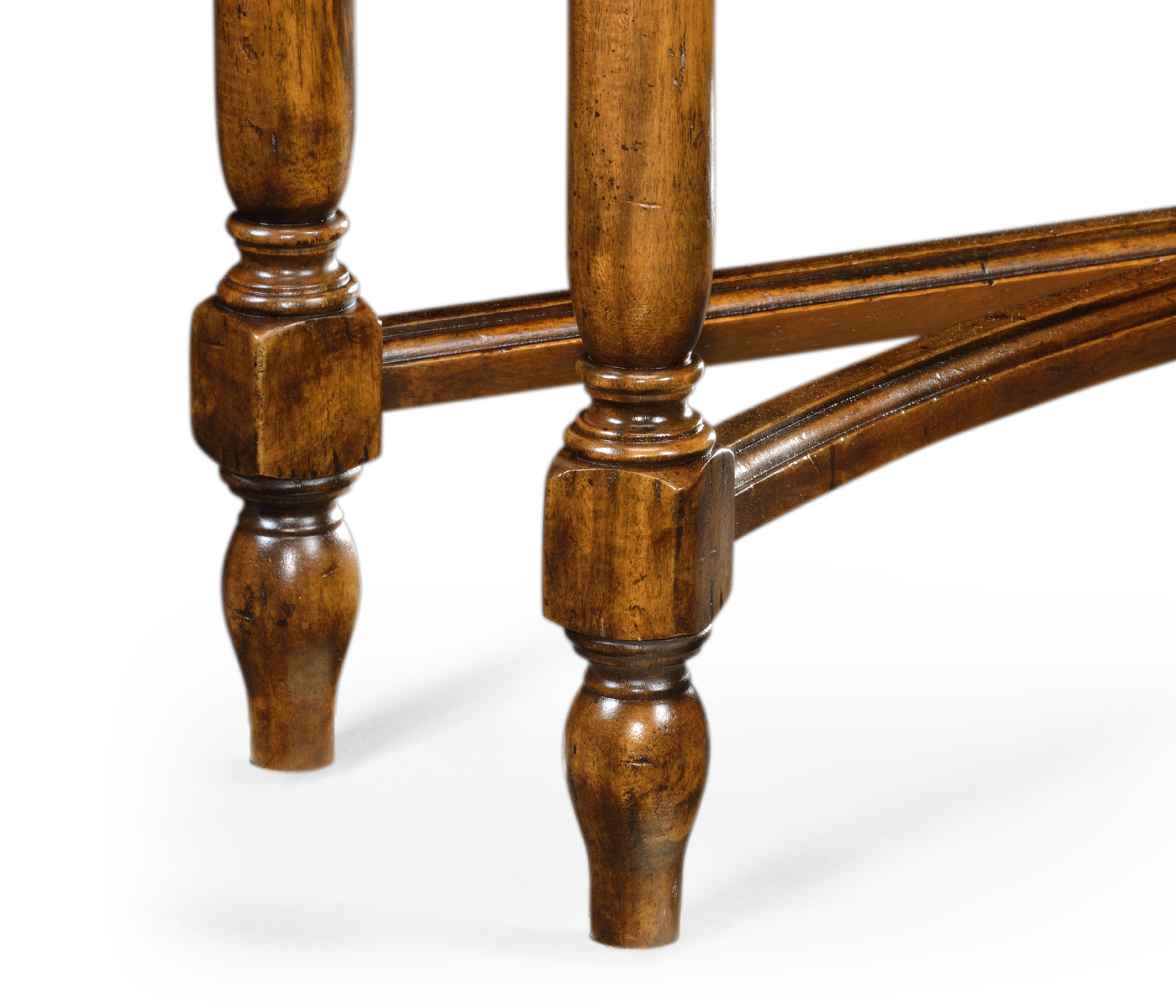 Country Walnut Three Drawer Large Console Table