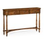 Country Walnut Three Drawer Large Console Table