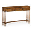 Country Walnut Three Drawer Large Console Table
