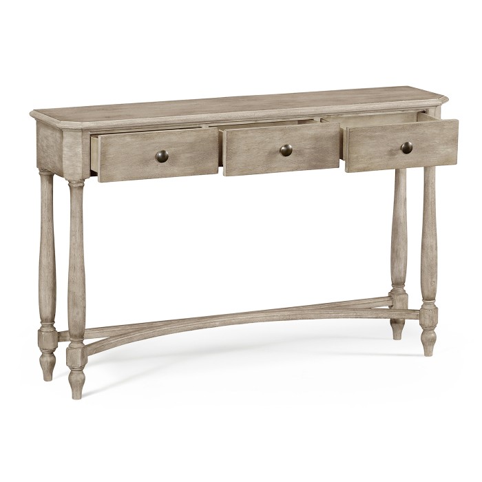 Rustic Grey Three Drawer Large Console Table