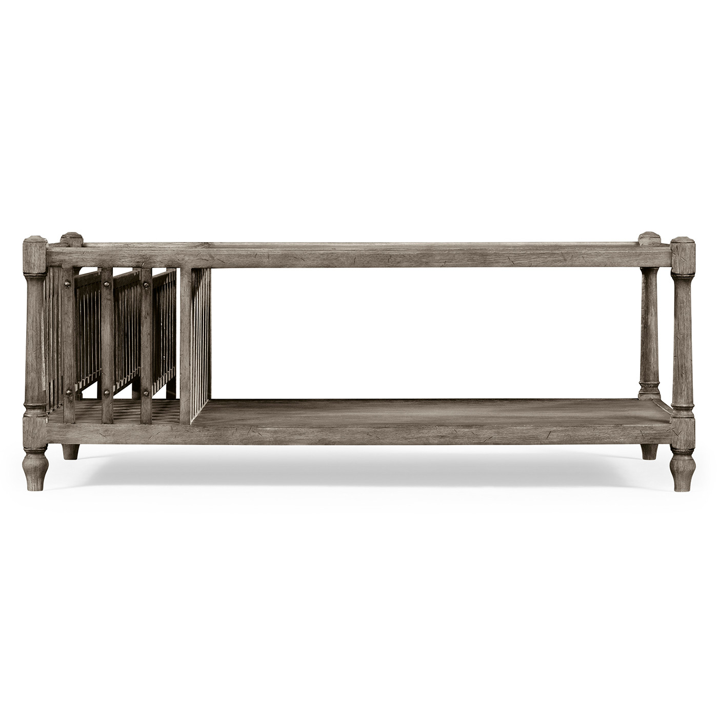 Antique Dark Grey Rectangular Coffee Table with Magazine Rack
