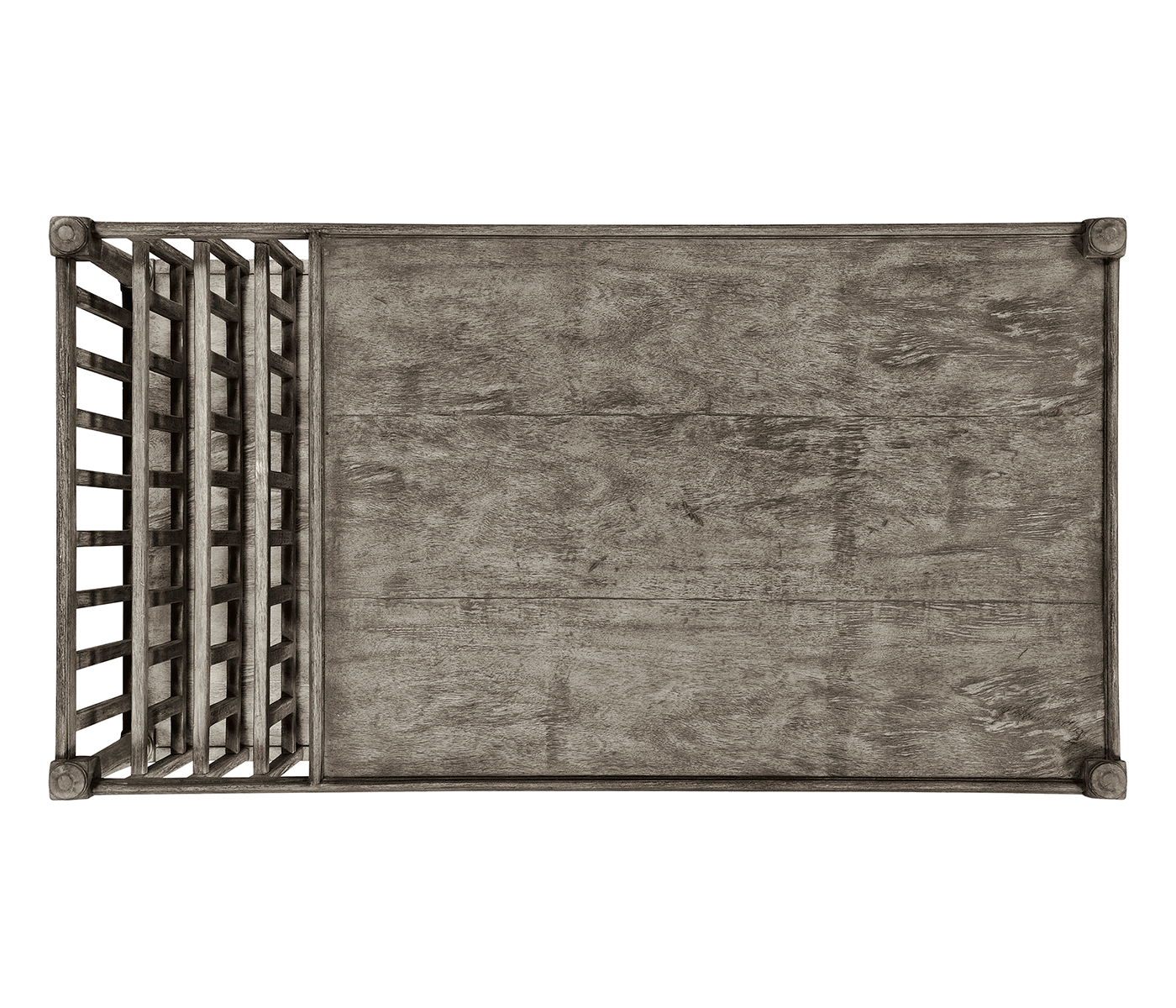 Antique Dark Grey Rectangular Coffee Table with Magazine Rack