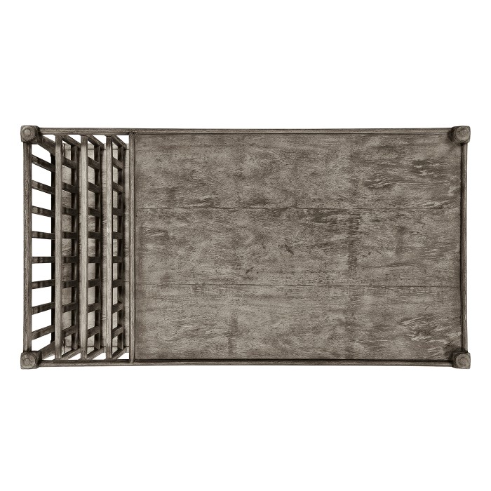 Antique Dark Grey Rectangular Coffee Table with Magazine Rack