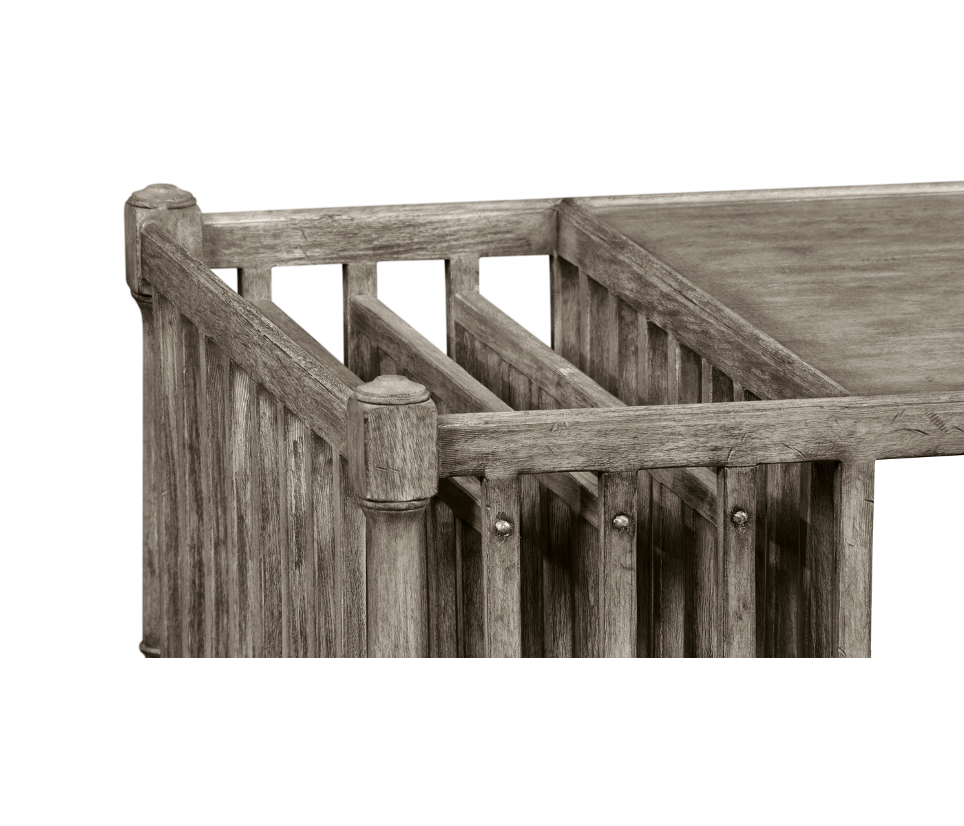 Antique Dark Grey Rectangular Coffee Table with Magazine Rack