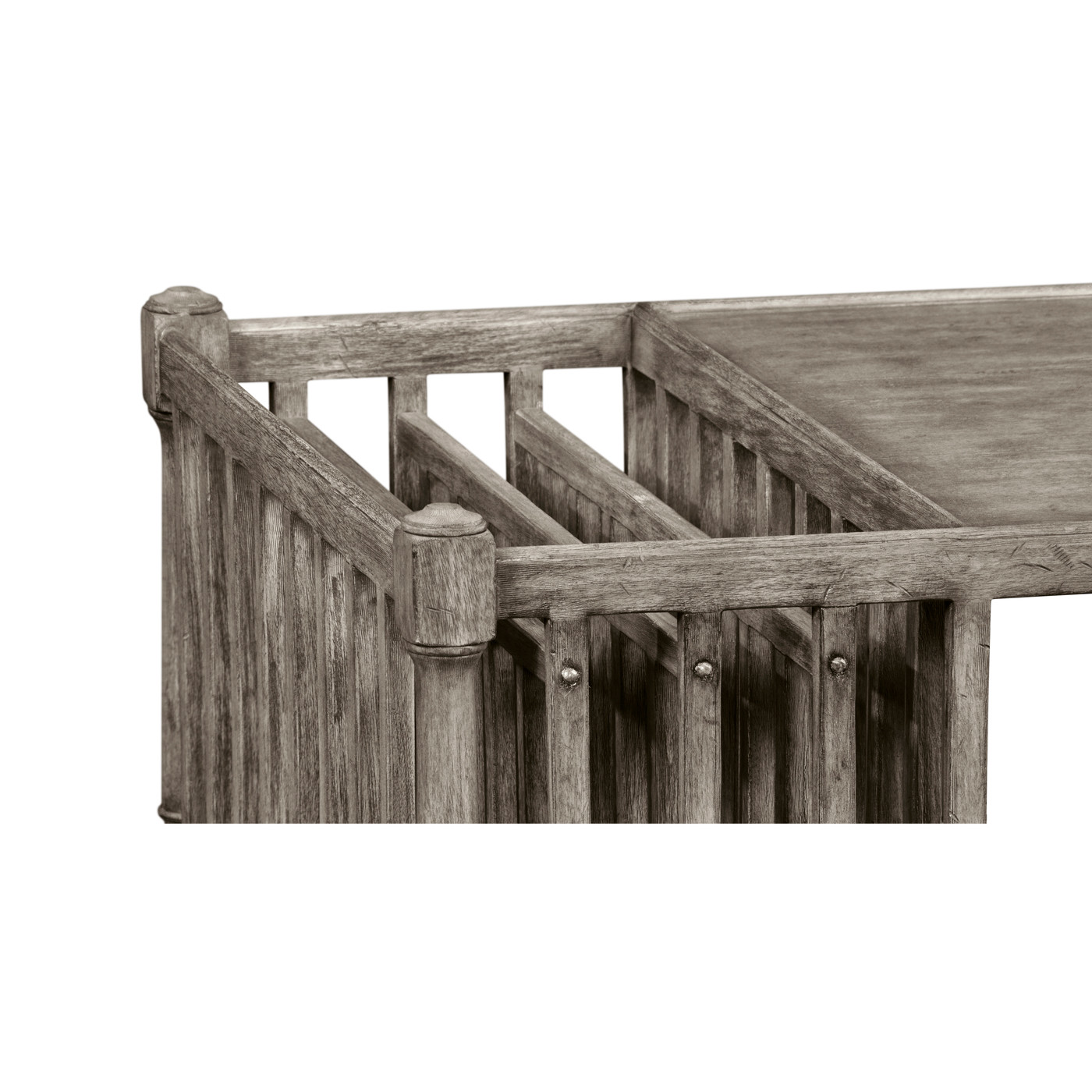 Antique Dark Grey Rectangular Coffee Table with Magazine Rack