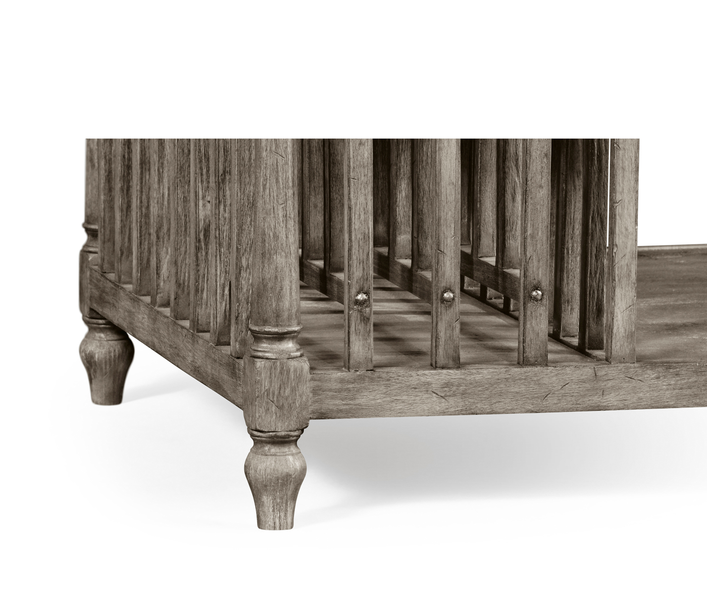 Antique Dark Grey Rectangular Coffee Table with Magazine Rack