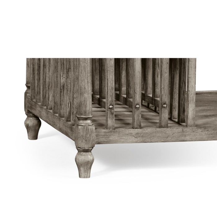 Antique Dark Grey Rectangular Coffee Table with Magazine Rack