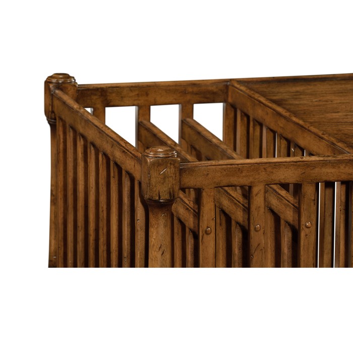 Country Walnut Rectangular Coffee Table with Magazine Rack