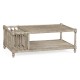 Rustic Grey Rectangular Coffee Table with Magazine Rack