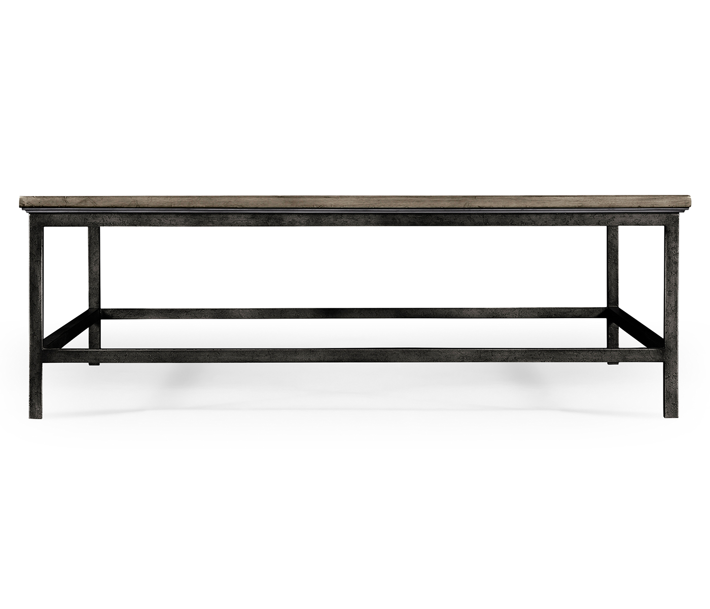 Antique Dark Grey Square Coffee Table with Iron Base