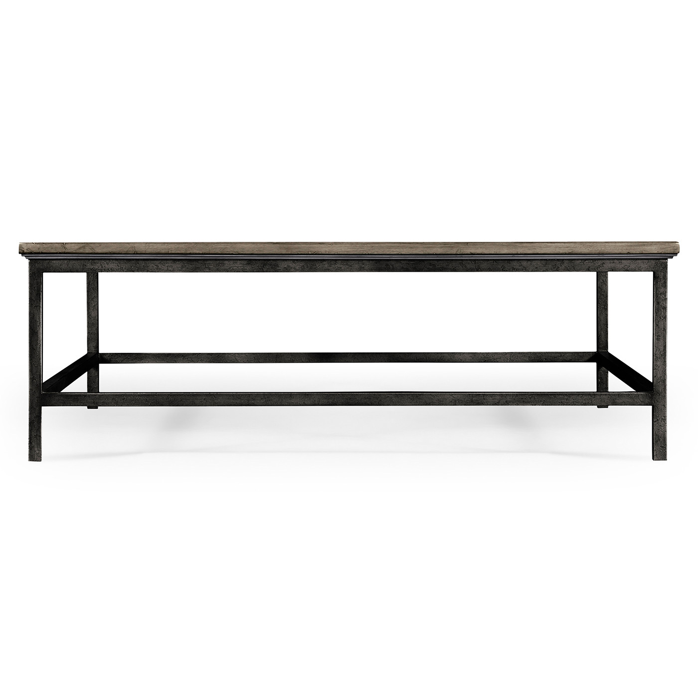 Antique Dark Grey Square Coffee Table with Iron Base