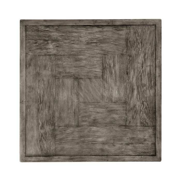 Antique Dark Grey Square Coffee Table with Iron Base