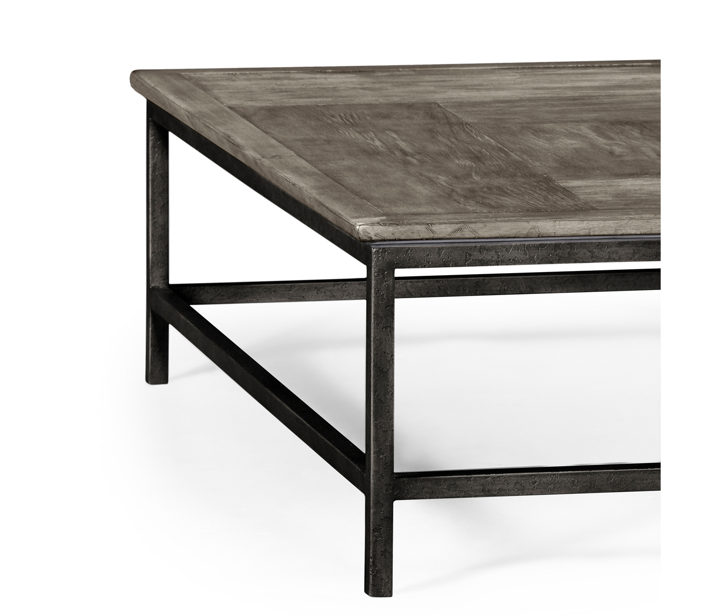 Antique Dark Grey Square Coffee Table with Iron Base