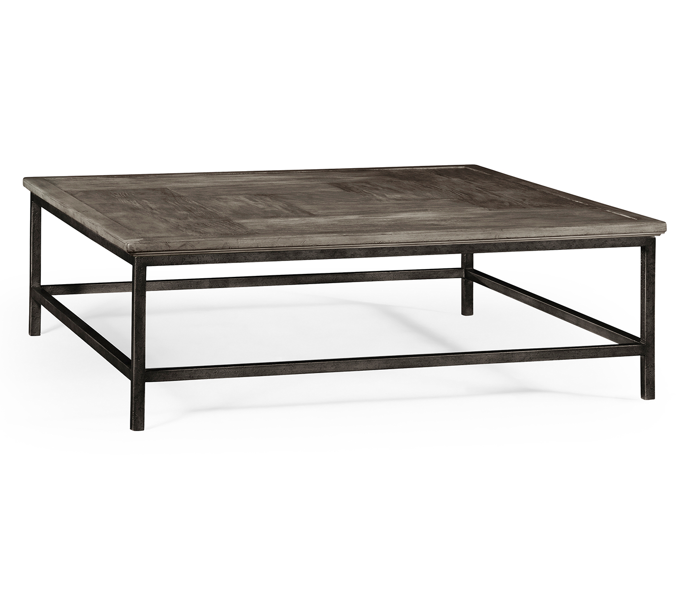 Antique Dark Grey Square Coffee Table with Iron Base