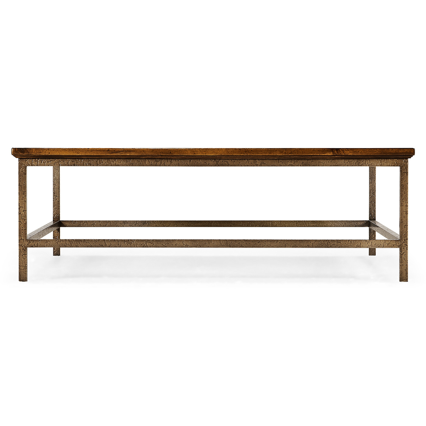 Country Walnut Square Coffee Table with Iron Base